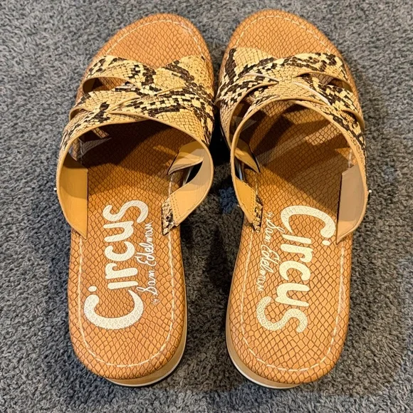 Circus by Sam Edelman Tan and Black Snake Print Wedge Sandals - Picture 4 of 6